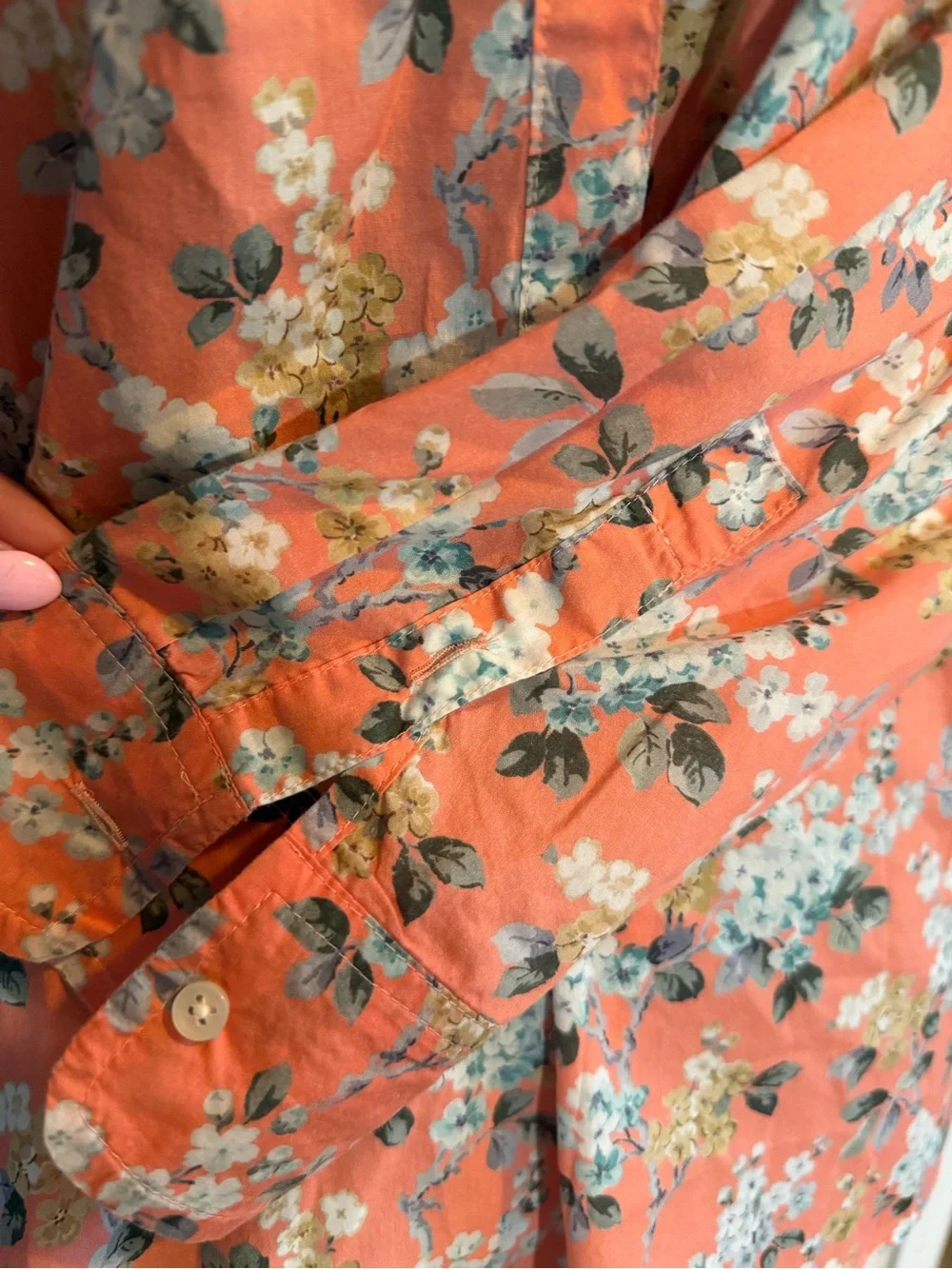 J. Crew Liberty Arts Fabric Coral Floral Button-Front Blouse